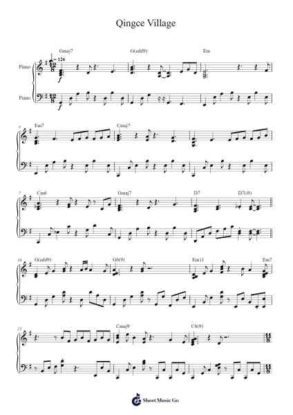 Genshin Impact - Qingce Village - Piano Rearranged (Swing Version) Sheet Music by Yu-Peng Chen/HOYO-MiX-Arr.Prupert Cookegram
