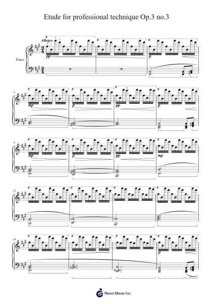 Etude for professional technique Op.3 no.3 Sheet Music by Finale Sawchild-Arr.Hewgy Fowearl