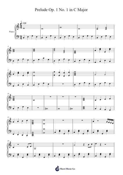 Prelude Op. 1 No. 1 in C Major Sheet Music by Crymia-Arr.Hewkay Brewstience