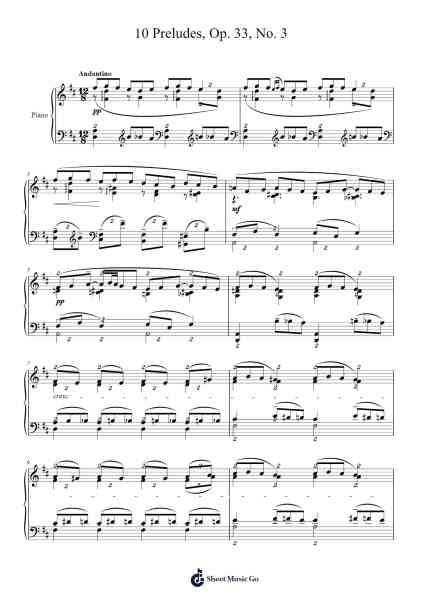 10 Preludes, Op. 33, No. 3 Sheet Music by Sergei Bortkiewicz-Arr.Willmand Dundre