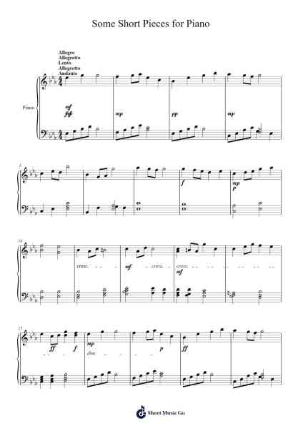 Some Short Pieces for Piano Sheet Music by Vanis Jesnan-Arr.Noelpiers Sonmann