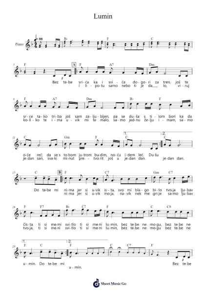 Lumin Sheet Music by Pero Kozomara-Arr.Pritience