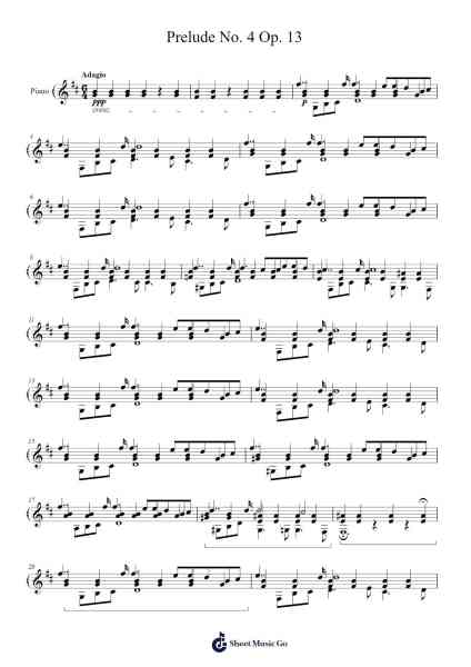 Prelude No. 4 Op. 13 Sheet Music by ...etc...-Arr.Paygill Noaho'neil