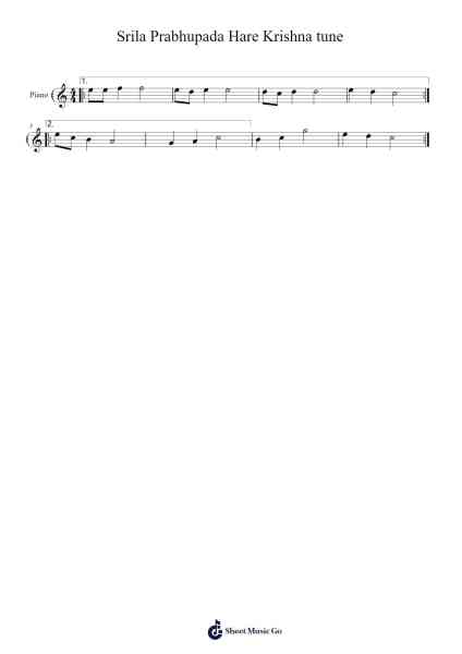 Srila Prabhupada Hare Krishna tune Sheet Music by A.C. Bhaktivedanta Swami Srila Prabhupada-Arr.Anolds