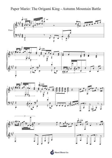 Paper Mario: The Origami King - Autumn Mountain Battle Sheet Music by Yoshito Sekigawa/Shoh Murakami/Yoshiaki Kimura/Hiroki Morishita/Fumihiro Isobe-Arr.Odemick