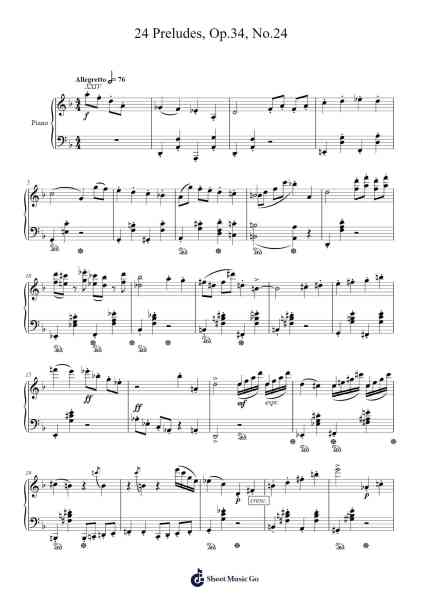 24 Preludes, Op. 34, No. 24 Sheet Music by Dmitri Shostakovich-Arr.Hores