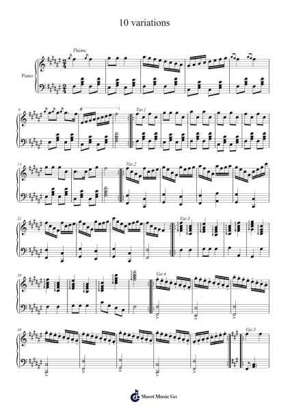 10 variations Sheet Music by Craneles Oderes-Arr.Jesret