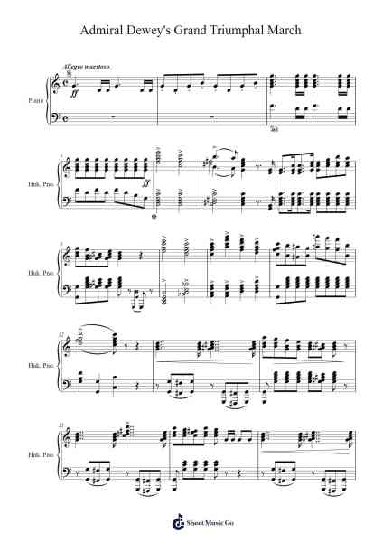 Admiral Dewey's Grand Triumphal March Sheet Music by Paul Marcel-Arr.Bushdiah Kenthood