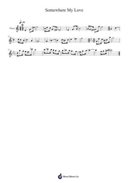 Somewhere My Love Sheet Music by SOMEWHER MY LOVE IN TWO FOUR_SAXOPHONE-Arr.Yecent