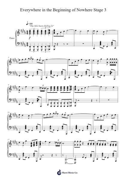 Everywhere in the Beginning of Nowhere Stage 3 Sheet Music by The Carebear-Arr.Dolamb Strafay