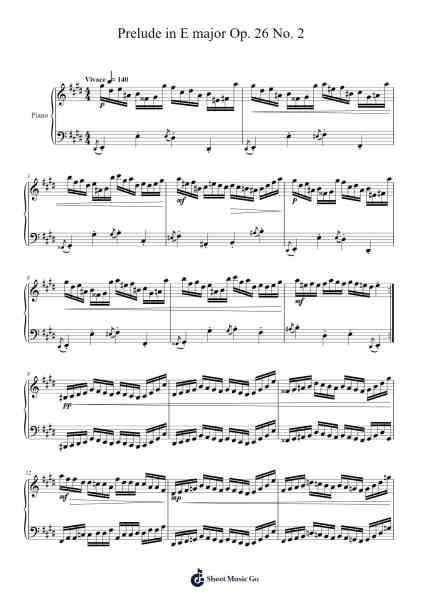 Prelude in E Major, Op. 26 No. 2 Sheet Music by Wardnet Padian-Arr.Vanlett Hudrey