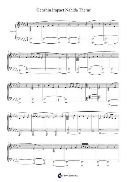 Genshin Impact Nahida Theme Sheet Music by -Arr.Wrightcia Leighgai