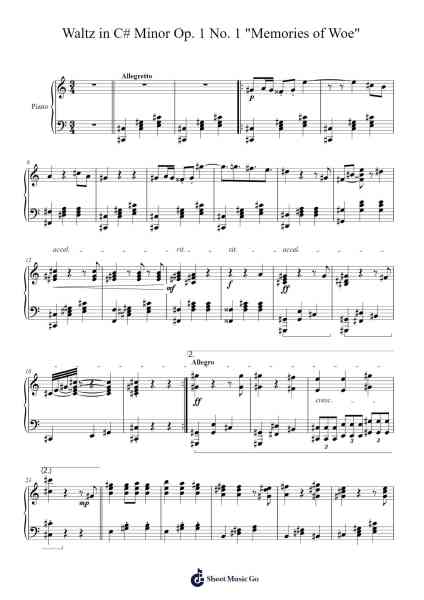Waltz in C# Minor, Op. 1, No. 1 "Memories of Woe" Sheet Music by Jett Pendergrass-Arr.Shirvien