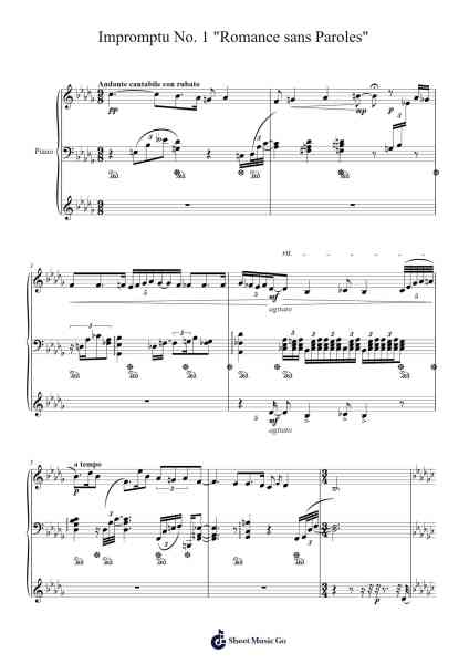 Impromptu No. 1 "Romance sans Paroles" Sheet Music by Ho Sen Ken XIao-Arr.Mablia Finkeith