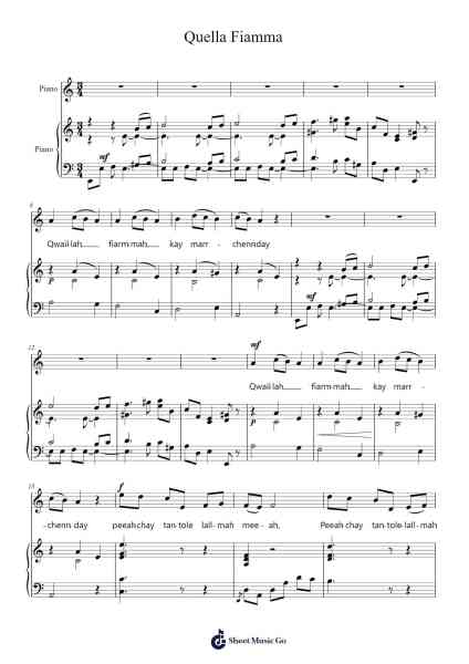 Quella Fiamma Sheet Music by -Arr.Hewdice