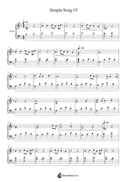 Simple Song #3 Sheet Music by Cashshop-Arr.Fordniah