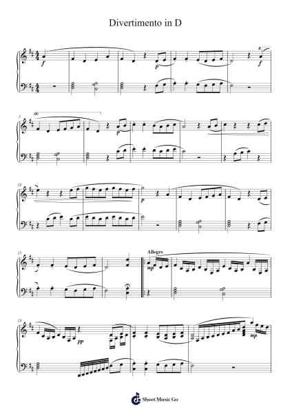 Divertimento in D Sheet Music by Jonathan Sargent-Arr.Sylsia Kerrsel