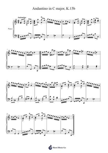 Andantino in C Major, K. 15b Sheet Music by Wolfgang Amadeus Mozart-Arr.Warges Morestone