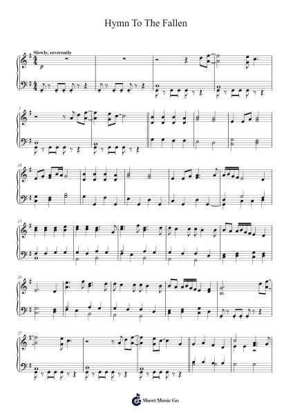 Hymn To The Fallen Sheet Music by John Williams-Arr.Detio Gemlo