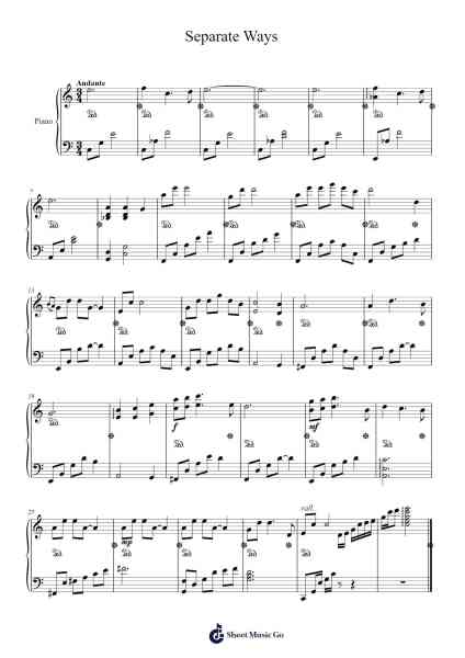 Separate Ways Sheet Music by Popfay Bloommick-Arr.Phylpeg Bradning