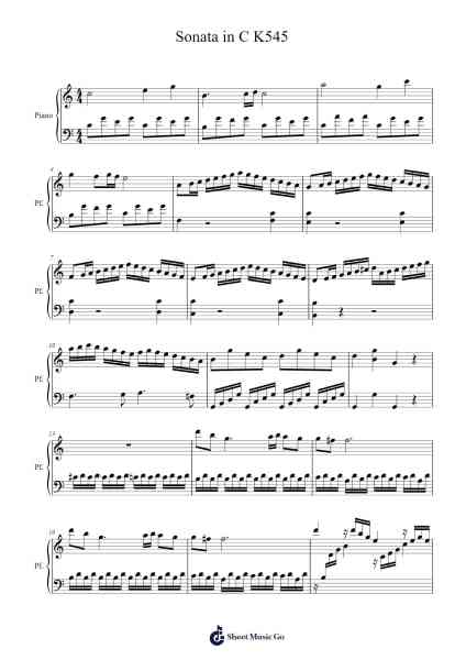 Sonata in C K545 Sheet Music by Samuele Stievano-Arr.Hamclaire