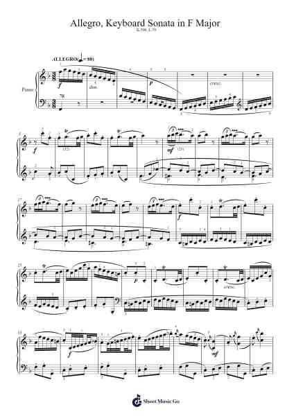 Keyboard Sonata in F Major, K.506, L.70 Sheet Music by Domenico Scarlatti-Arr.Auwolf