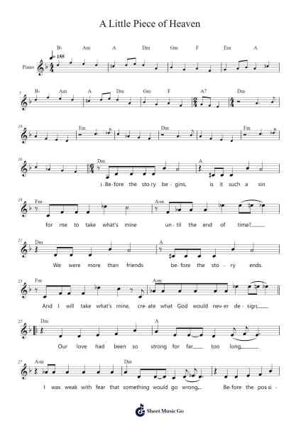 A Little Piece of Heaven Sheet Music by Avenged Sevenfold-Arr.Maudfox Mikejames
