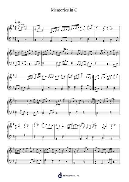 Memories in G Sheet Music by Brulet Migvi-Arr.Tenings