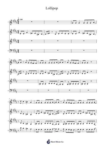 Lollipop Sheet Music by Chorddetts-Arr.Tethew Wolfdwight
