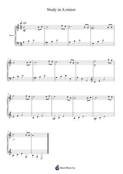 Study in A minor Sheet Music by Gafrances-Arr.Francesphrey Faholmes