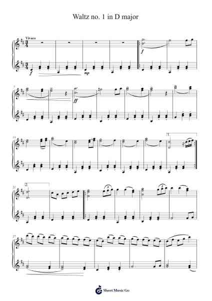 Waltz no. 1 in D major Sheet Music by Unknown author-Arr.Grelitt Bachdrow