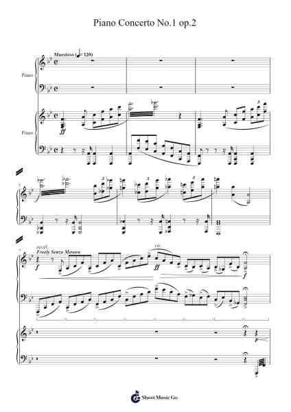 Piano Concerto No. 1 in F Minor, Op. 2: I. Allegro Sheet Music by Huttjy Jeamesrhys-Arr.Holtlix