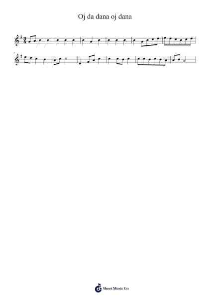 Oj da dana oj dana Sheet Music by undefined-Arr.Ronbard