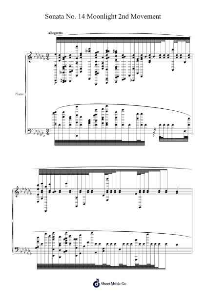 Sonata No. 14 Moonlight 2nd Movement โน้ตเพลงโดย Ludwig van Beethoven-Arr.Chestom