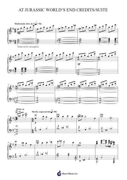 At Jurassic World's End Credits Sheet Music by Michael Giacchino-Arr.Macre Accer