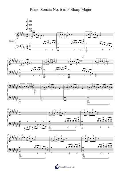 Piano Sonata No. 6 in F Sharp Major 樂譜由 Xesar - 編曲 Kathmann