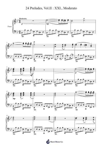 24 Preludes, Vol.II : XXI., Moderato Sheet Music by Brandon Cook-Arr.Faitheva Carite
