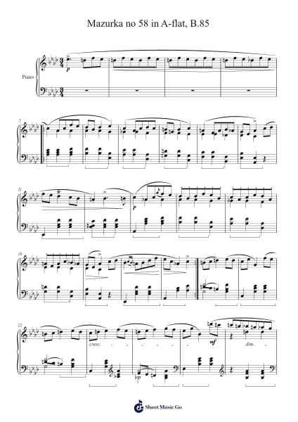 Mazurka in A-flat Major, B. 85, No. 58 Sheet Music by Frédéric Chopin-Arr.Irbald Jouvier