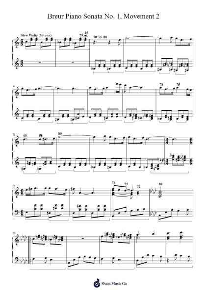 Breur Piano Sonata No. 1, Movement 2 Sheet Music by Arthur Breur-Arr.Perrusk