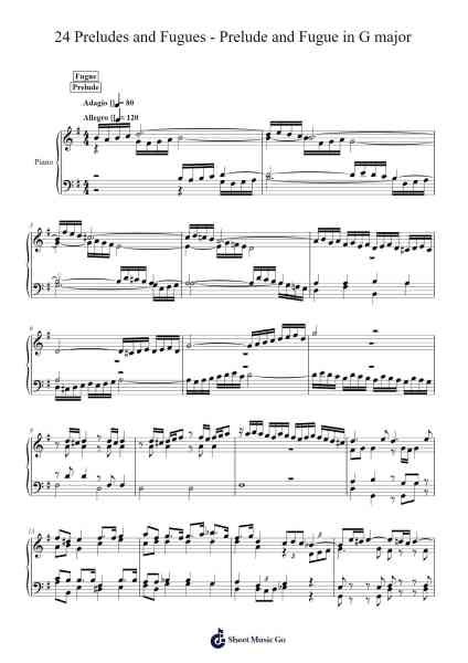 24 Preludes and Fugues - Prelude and Fugue in G major Sheet Music by Kelvin Chan-Arr.Sylgou