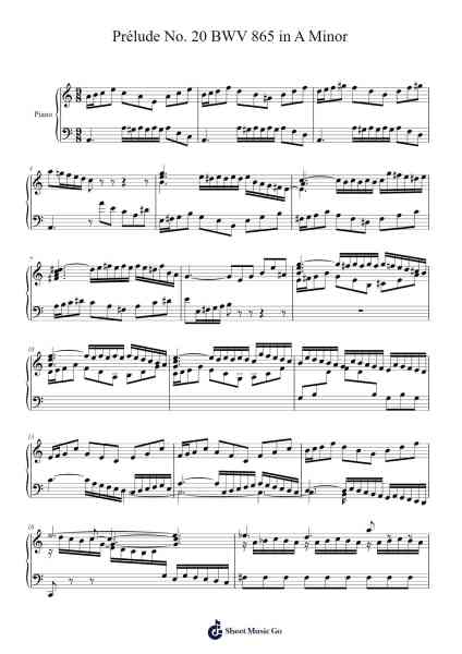 Prélude No. 20 in A Minor, BWV 865 Sheet Music by Johann Sebastian Bach-Arr.Leoduke Hodwey