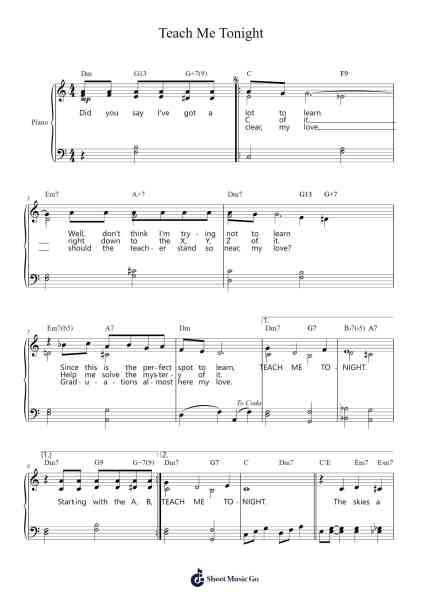 Teach Me Tonight Sheet Music by Sammy Cahn/Gene DePaul-Arr.Odemick