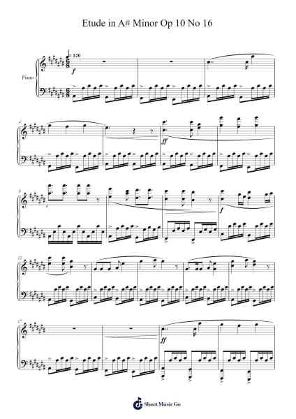 Etude in A# Minor Op 10 No 16 Sheet Music by Yvesmeg Todrey-Arr.Bellper Cowcolm