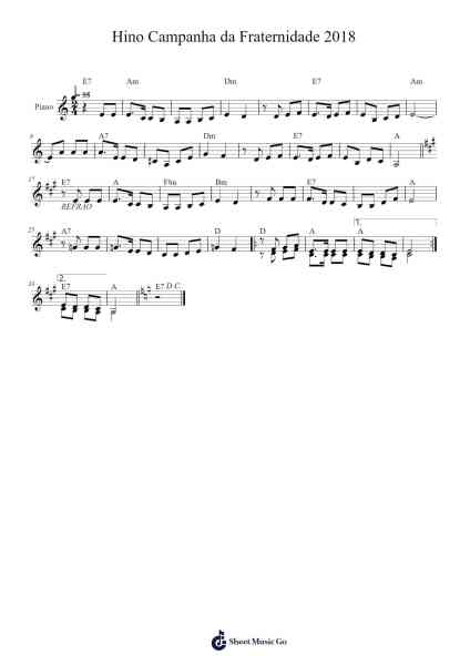 Hino Campanha da Fraternidade 2018 Sheet Music by Pe. Wallison Rodrigues-Arr.Hentra Whitbart