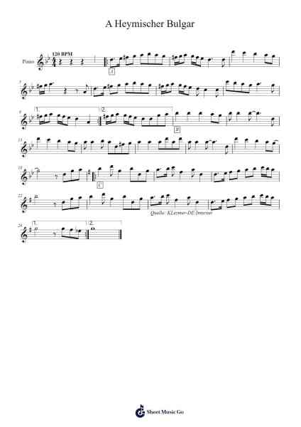 A Heymischer Bulgar Sheet Music by J. Jacobs/A. Ellstein-Arr.Zimgus Jackfred