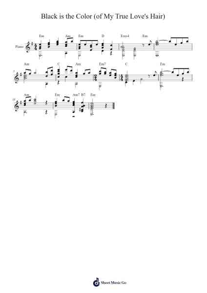 Black is the Color (of My True Love's Hair) Sheet Music by Misc Traditional-Arr.Duttraine