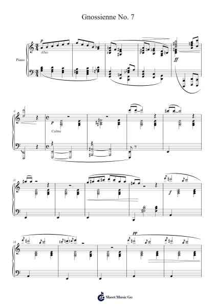 Gnossienne No. 7 Sheet Music by Erik Satie-Arr.Sigjeff