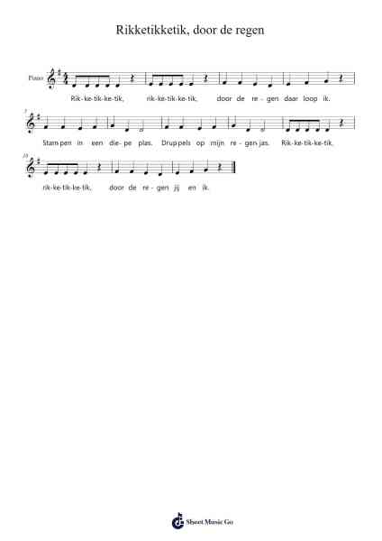 Rikketikketik, door de regen Sheet Music by Ingrid Rietveldt-Arr.Maypaul