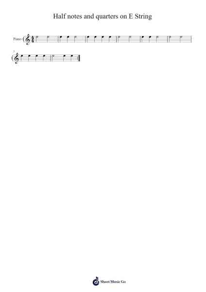Half notes and quarters on E String Sheet Music by GracenoteAcademy-Arr.Kerstan