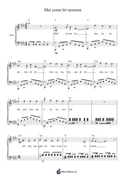 Mai come lei nessuna Sheet Music by Nomadi-Arr.Bardtrid
